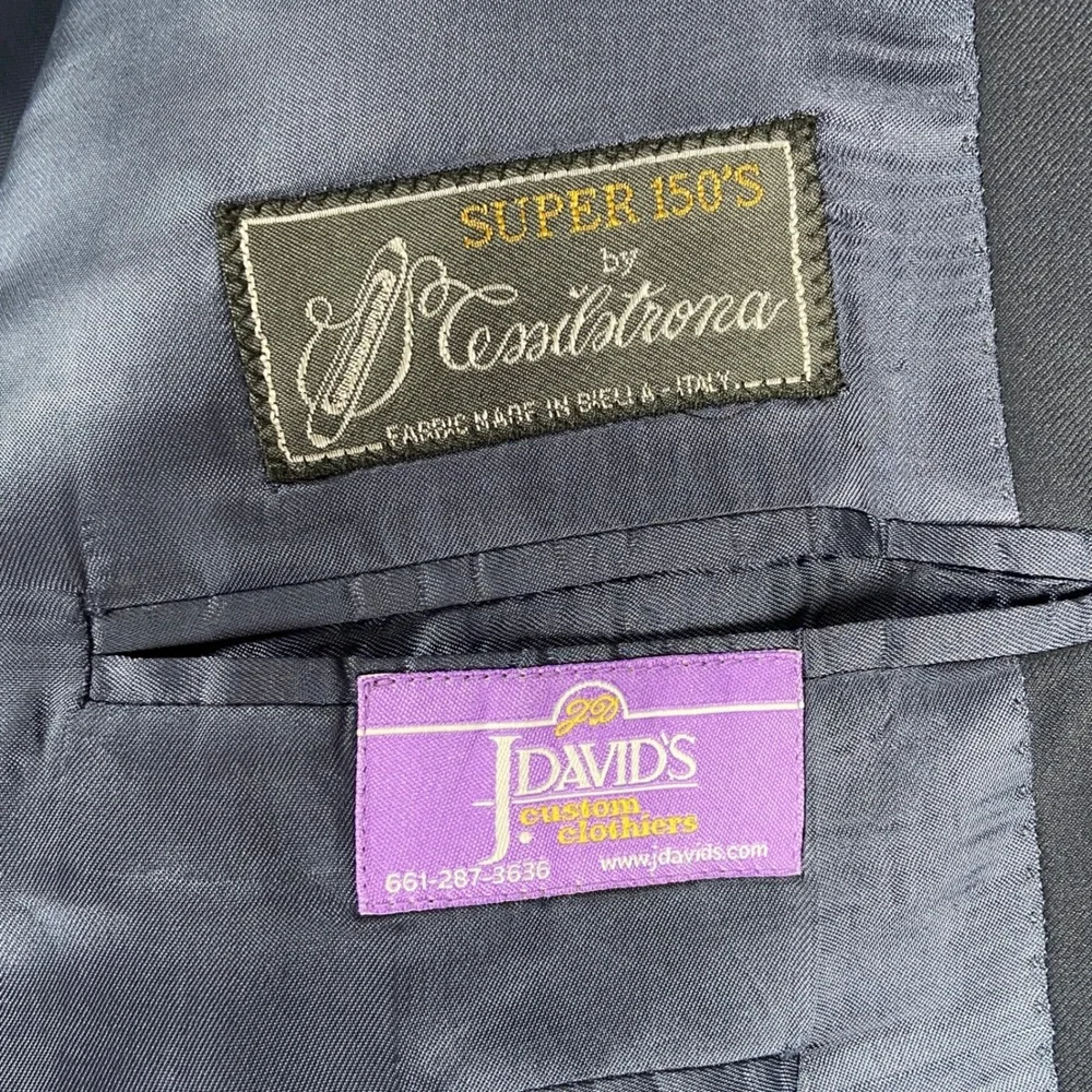 G Manzoni Blazer Mens 50R Navy Blue Super‎ 150s Wool 2 Button Sport Coat Italy